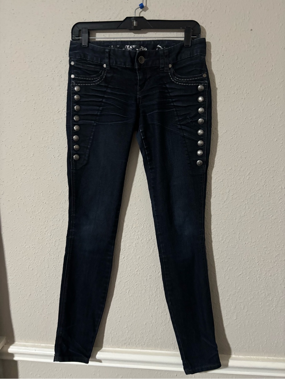 Express Dark Blue Skinny Jeans with Silver Studs